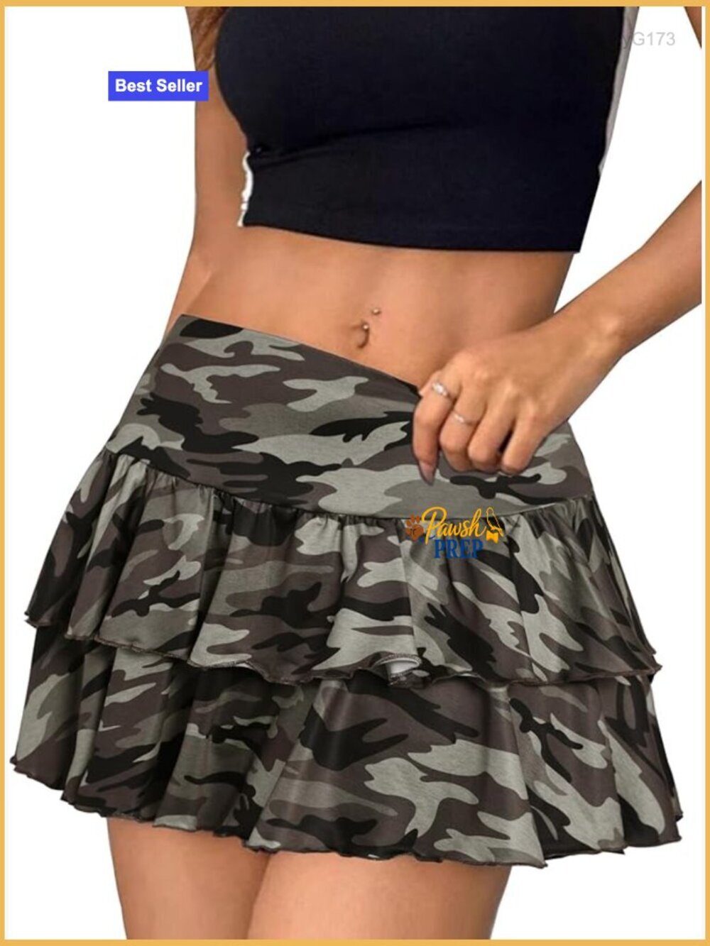 Ruffle Layered Mini Skort with Inner Shorts Elastic Waist Flowy Hem